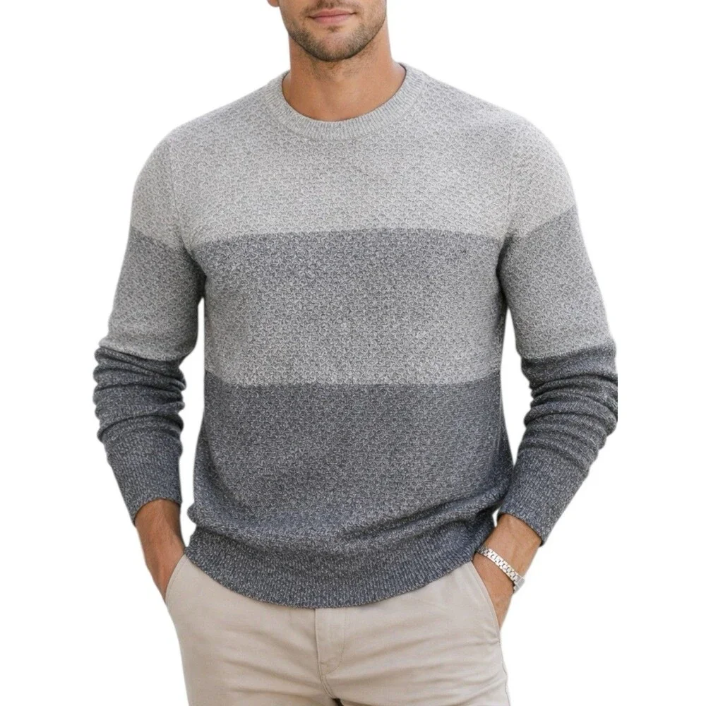 London Fog Gray‎ Ombre Sweater Mens XL Clean Minimalist Cozy Spring Knit